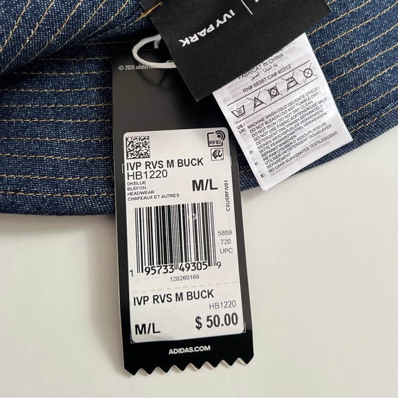 000 - ADIDAS IVY PARK REVERSIBLE MONOGRAM DENIM BUCKET CAP NWT NEW HAT - Picture 8 of 8